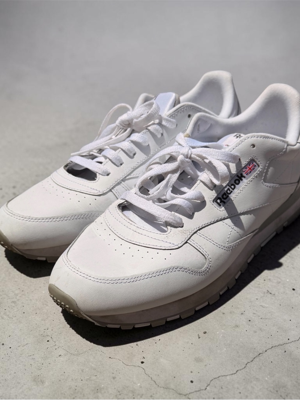 Reebok Men’s Classic Leather White/ Pure Grey Sneakers 100008789 Size 12.5